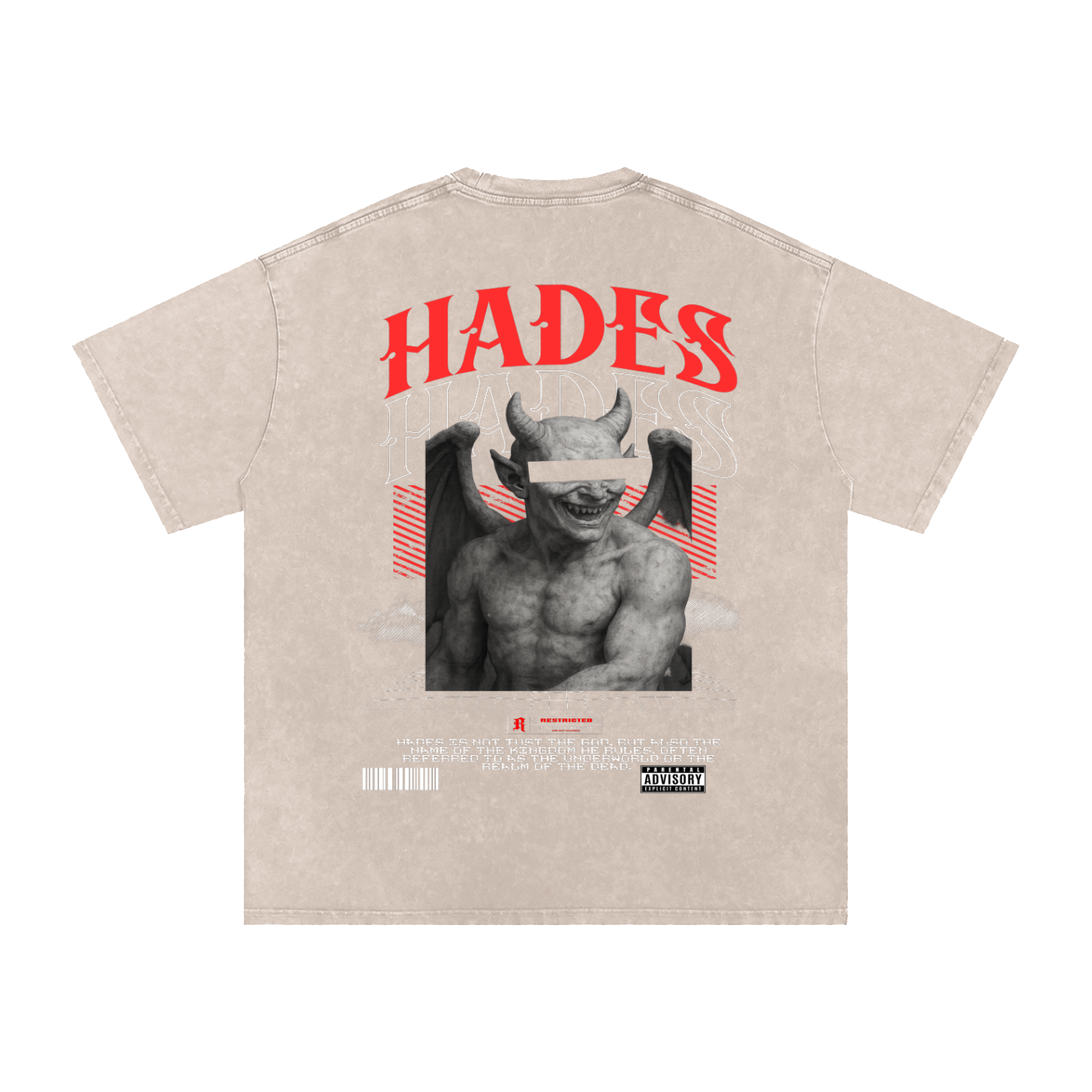Hades Apparel "RESTRICTED" Acid Wash Oversize T-Shirt - 250 GSM