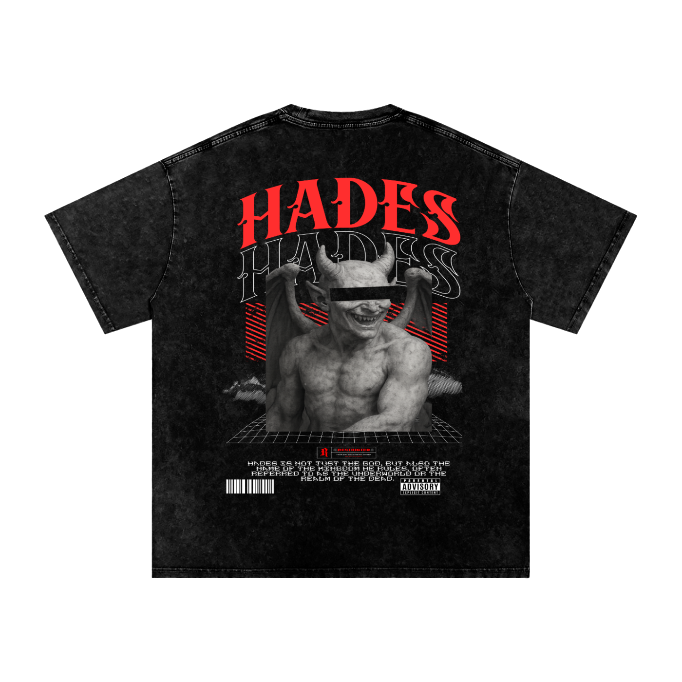 Hades Apparel "RESTRICTED" Acid Wash Oversize T-Shirt - 250 GSM