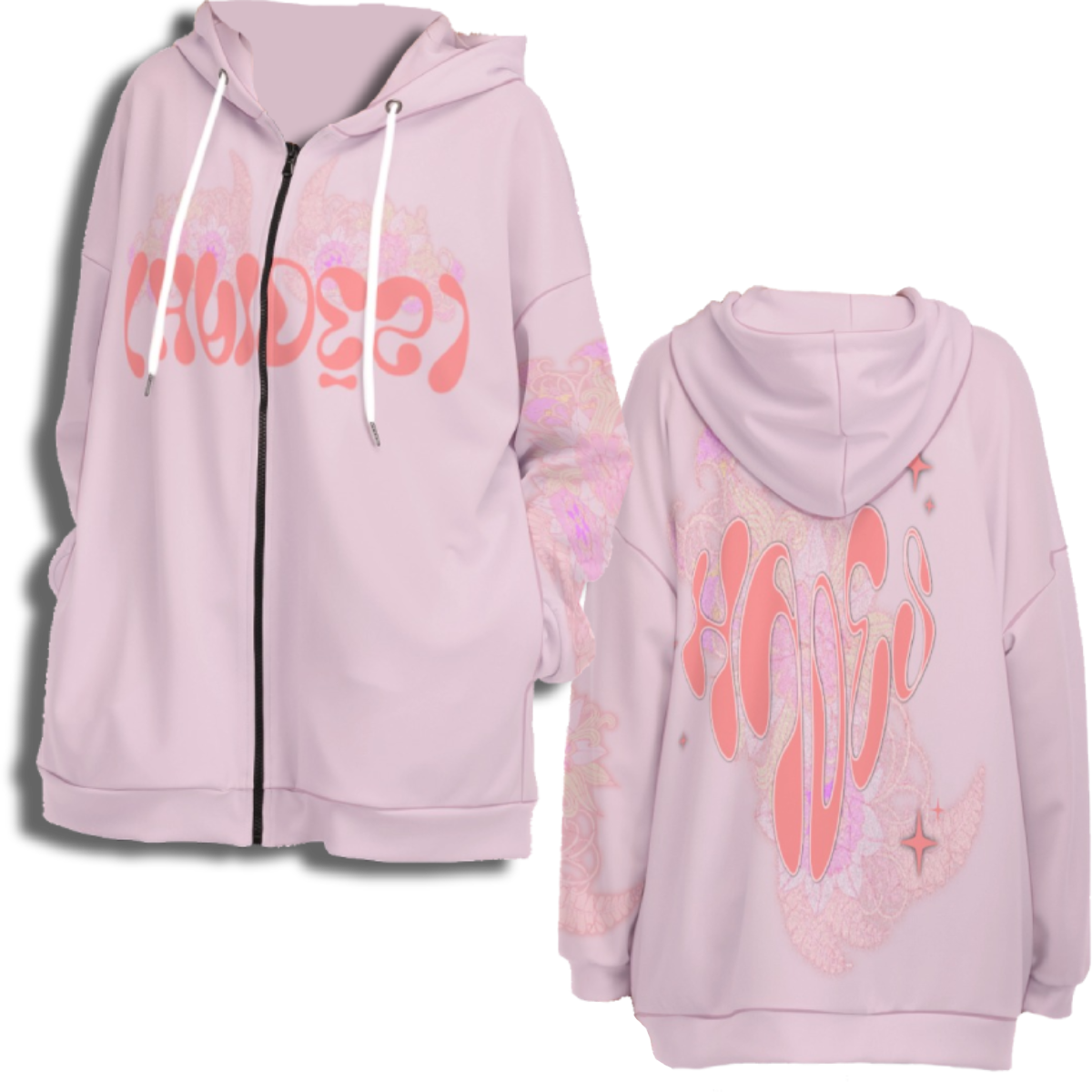 Hades Apparel All-Over Print Women's Long Hoodie With Zipper Closure