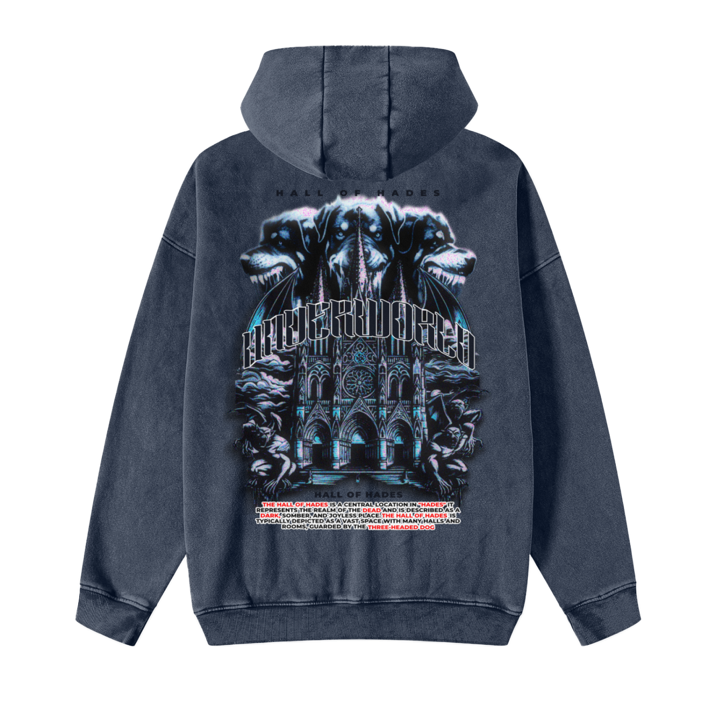 Hades Apparel Snow Washed Zip-Through Fleece Hoodie