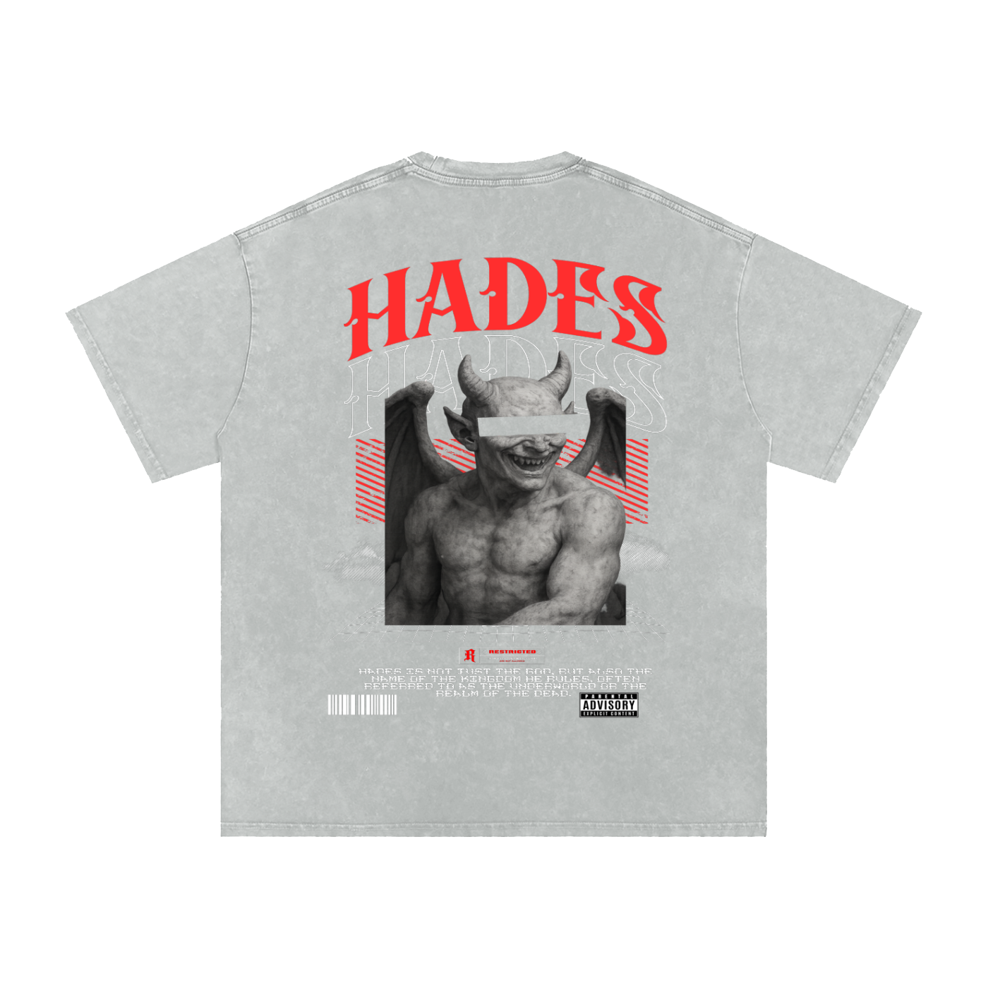 Hades Apparel "RESTRICTED" Acid Wash Oversize T-Shirt - 250 GSM