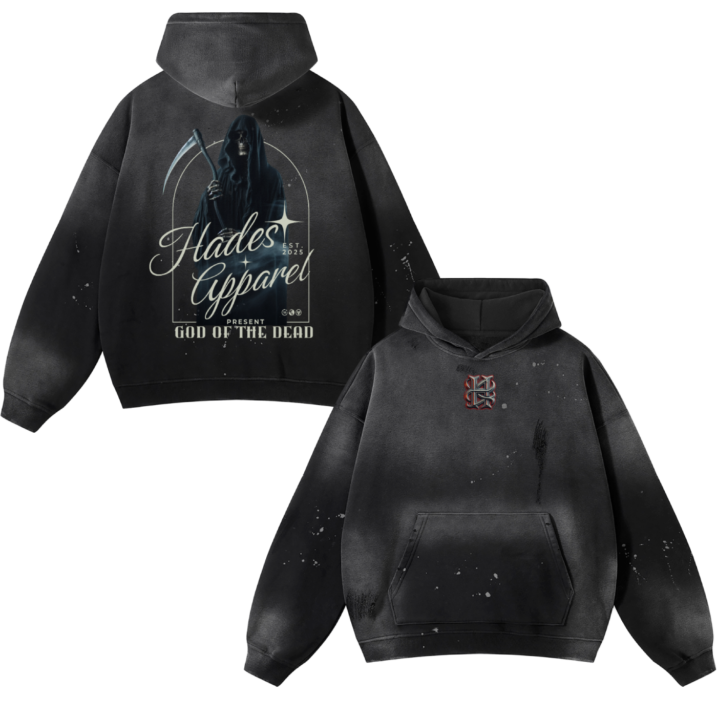 Hades Apparel Vintage Wash Frayed Fleece Hoodie - 360 GSM
