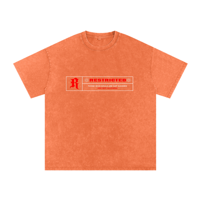 Hades Apparel "RESTRICTED" Acid Wash Oversize T-Shirt - 250 GSM