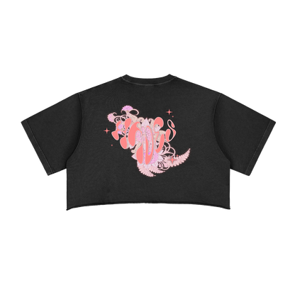 Hades Apparel Snow Washed Raw Edge Crop Top