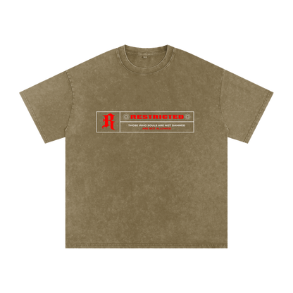 Hades Apparel "RESTRICTED" Acid Wash Oversize T-Shirt - 250 GSM