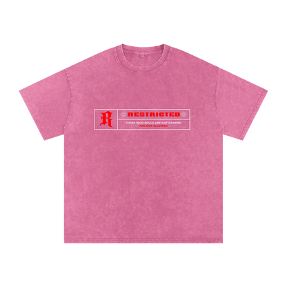 Hades Apparel "RESTRICTED" Acid Wash Oversize T-Shirt - 250 GSM