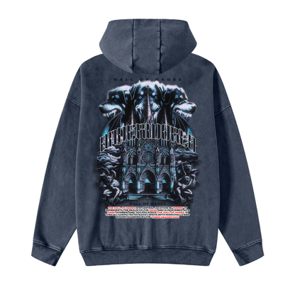 Hades Apparel Snow Washed Zip-Through Fleece Hoodie