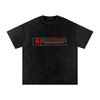 Hades Apparel "RESTRICTED" Acid Wash Oversize T-Shirt - 250 GSM